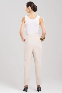 Cotton Chino High Waisted Pleated Pants
