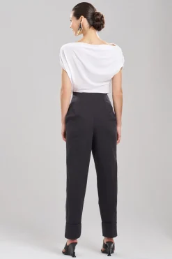 Cotton Chino High Waisted Pleated Pants