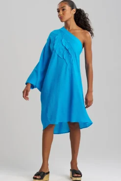 Cotton Gauze Applique One Shoulder Dress
