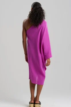 Cotton Gauze Applique One Shoulder Dress