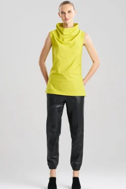 Cotton Poplin Funnel Neck Top