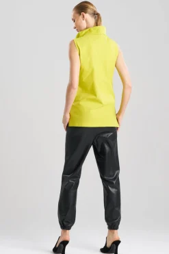 Cotton Poplin Funnel Neck Top