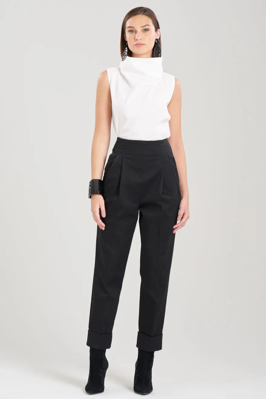 Cotton Poplin Funnel Neck Top
