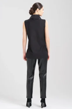 Cotton Poplin Funnel Neck Top