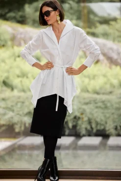 Cotton Poplin Handkerchief Hem Shirt