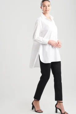Cotton Poplin Oversized Half Placket Shirt