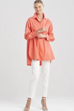 Cotton Poplin Oversized Half Placket Shirt
