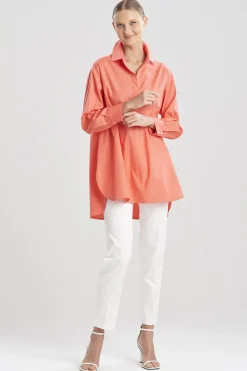 Cotton Poplin Oversized Half Placket Shirt