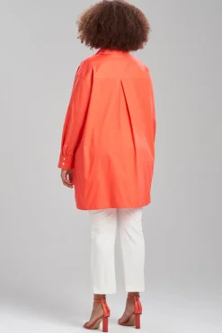 Cotton Poplin Oversized Half Placket Shirt