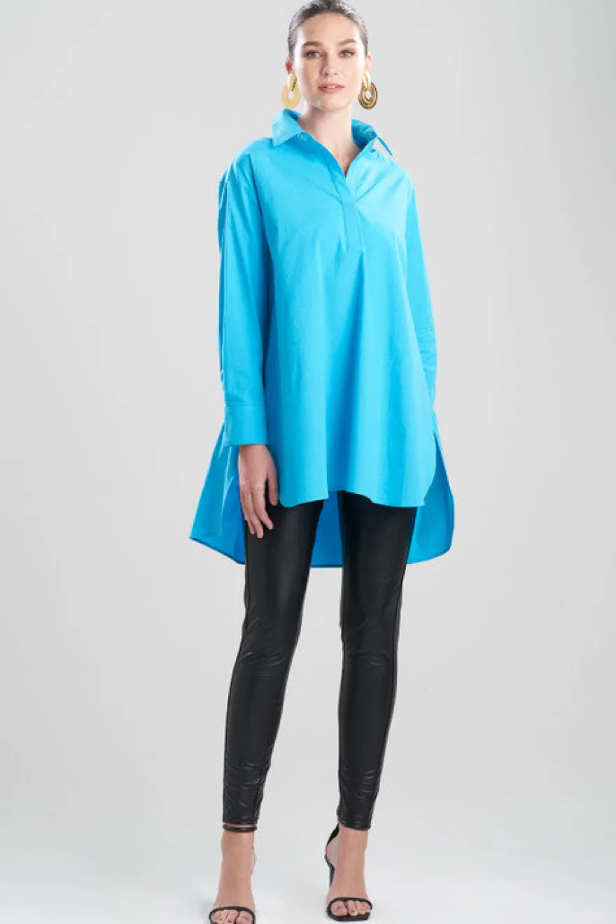 Cotton Poplin Oversized Half Placket Shirt