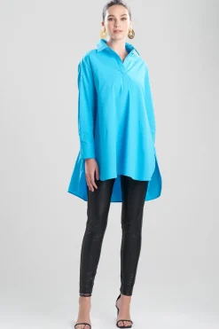 Cotton Poplin Oversized Half Placket Shirt