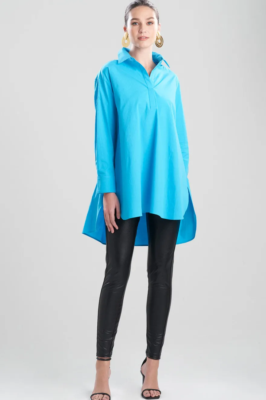 Cotton Poplin Oversized Half Placket Shirt