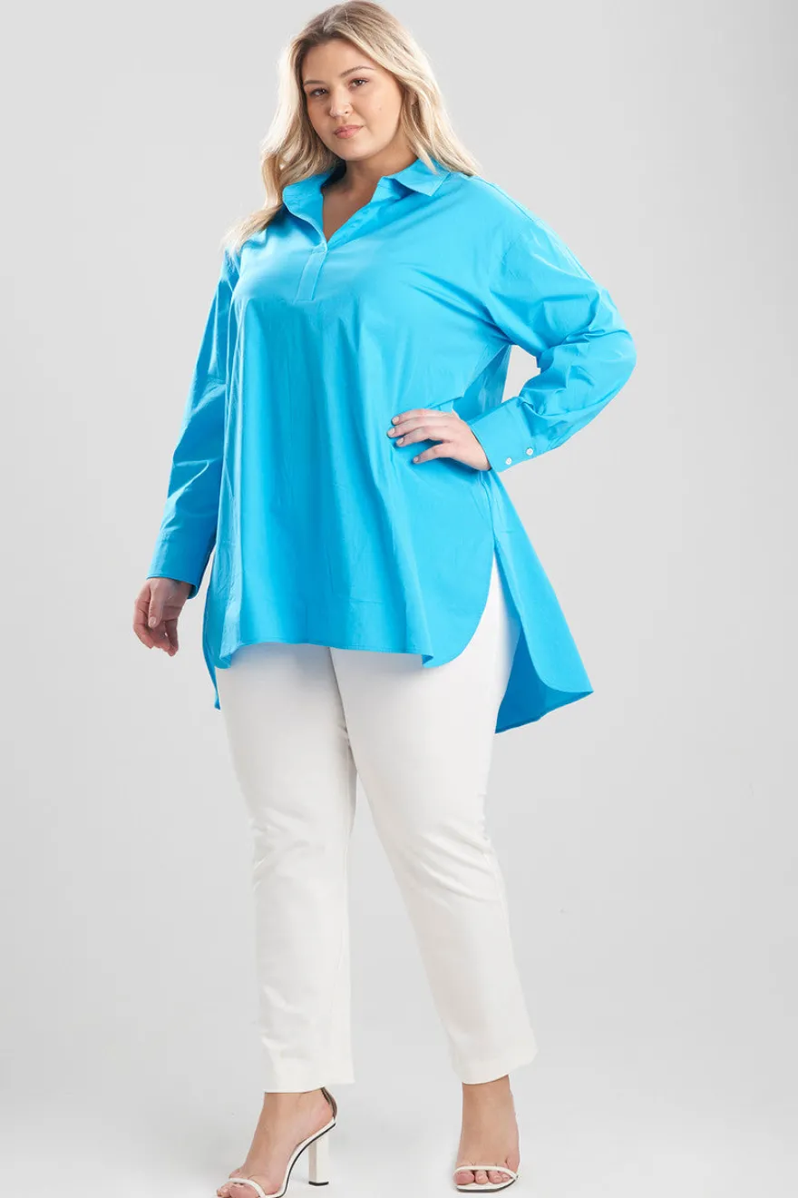 Cotton Poplin Oversized Half Placket Shirt