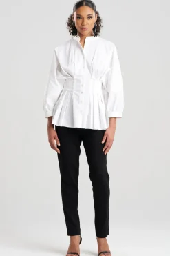 Cotton Poplin Pleated Shirt