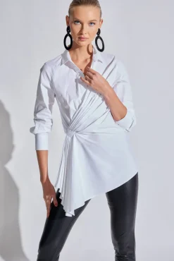Cotton Poplin Side Drape Shirt
