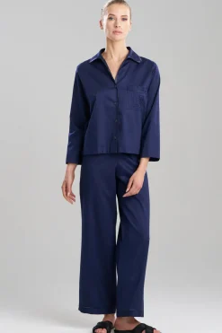 Cotton Sateen Embroidered Essentials Notch PJ
