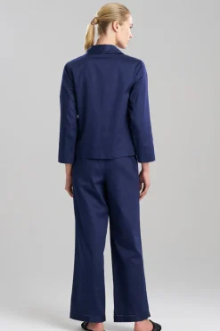 Cotton Sateen Embroidered Essentials Notch PJ