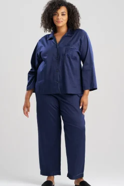 Cotton Sateen Embroidered Essentials Notch PJ