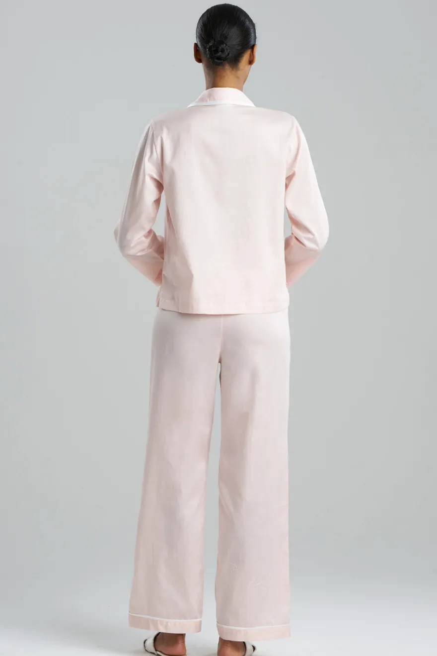 Cotton Sateen Embroidered Essentials Notch PJ