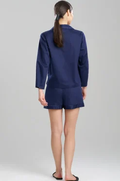 Cotton Sateen Embroidered Essentials Notch Shorts PJ