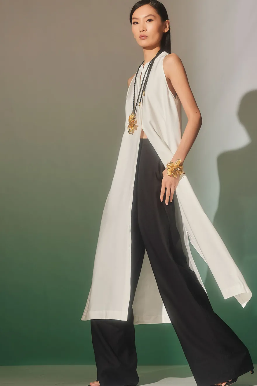 Cotton Silk Twill Sleeveless Tunic