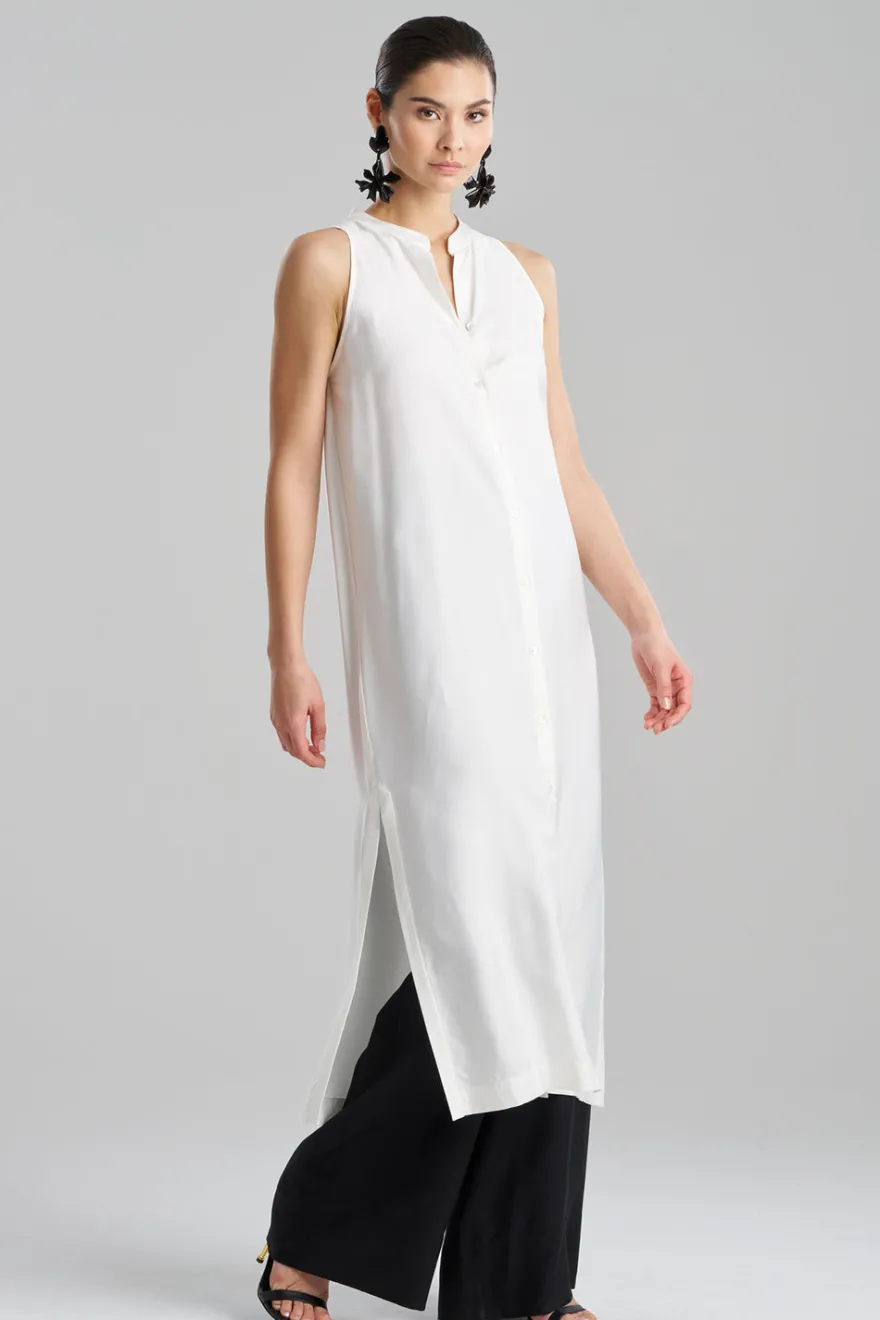 Cotton Silk Twill Sleeveless Tunic