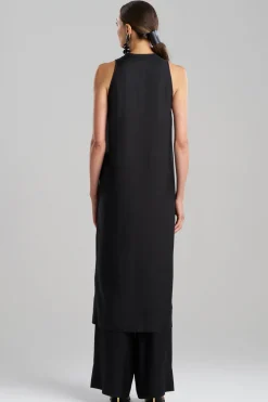 Cotton Silk Twill Sleeveless Tunic