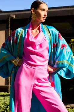 Couture Bali Embroidered Silk Robe