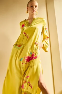 Couture Bali Embroidered Silk Caftan