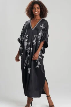Couture Black Silk Embroidered Caftan