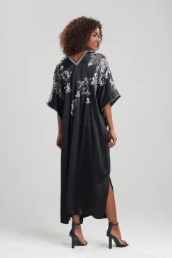 Couture Black Silk Embroidered Caftan