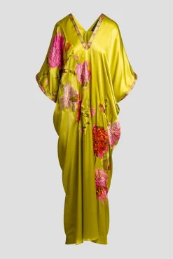 Couture Brushstroke Embellished Cocoon Silk Caftan