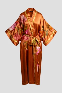 Couture Brushstroke Embroidered Silk Robe