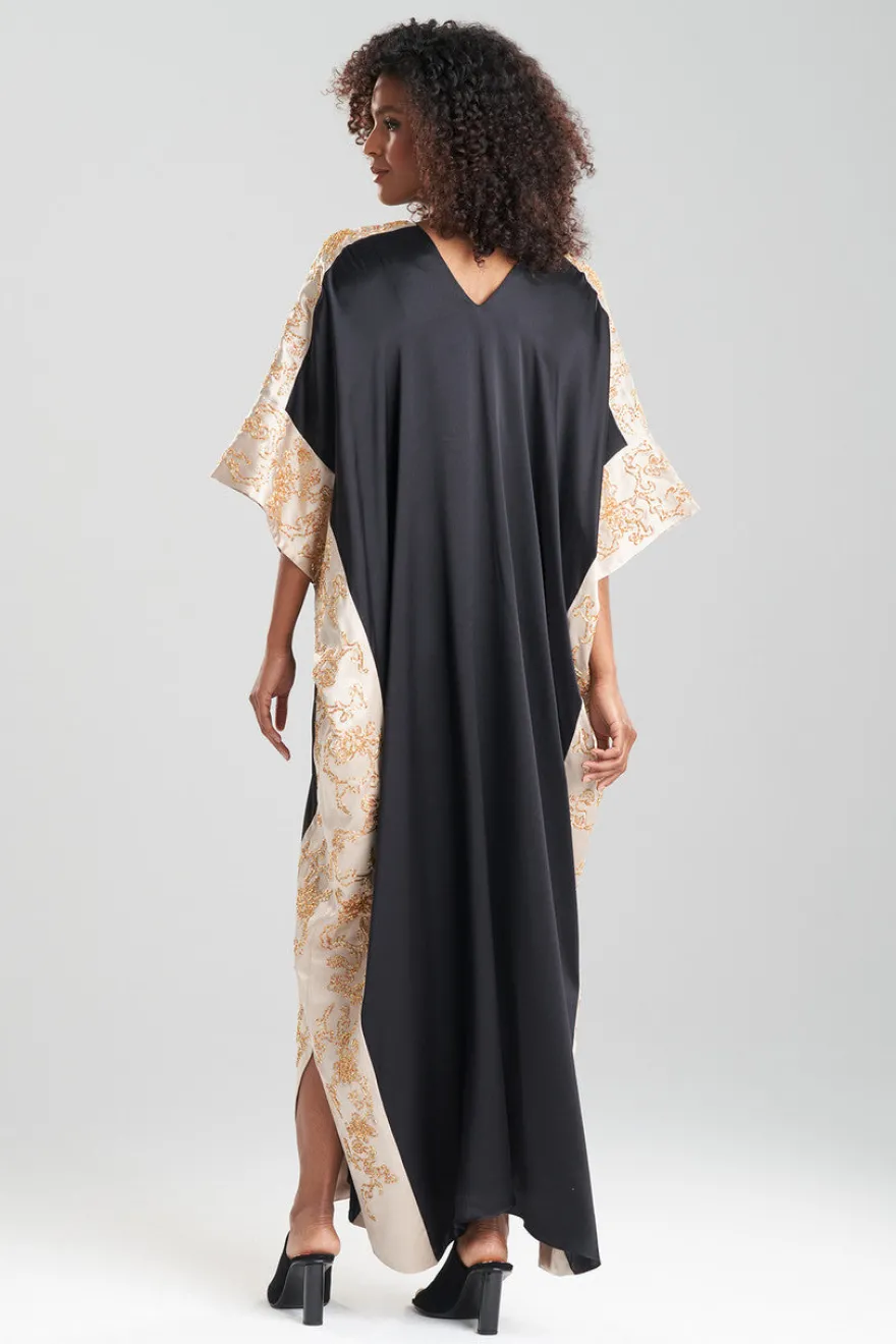 Couture Dragon Embroidered Cocoon Silk Caftan
