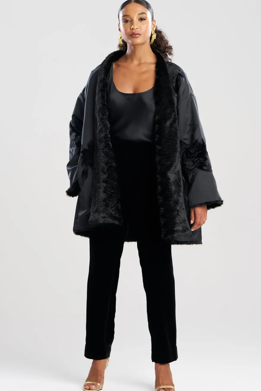 Couture Duchess Satin Embroidered Fur Coat