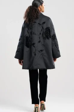 Couture Duchess Satin Embroidered Fur Coat