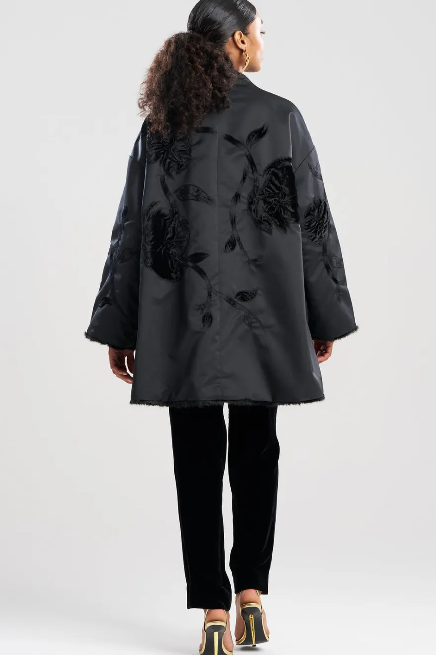 Couture Duchess Satin Embroidered Fur Coat