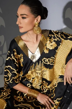 Couture Embroidered Dragon Caftan