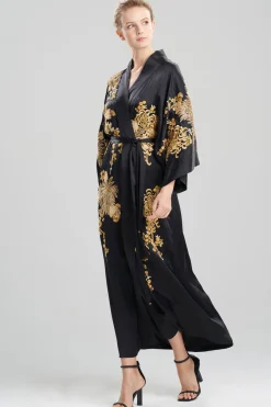 Couture Floral Embroidery Silk Robe