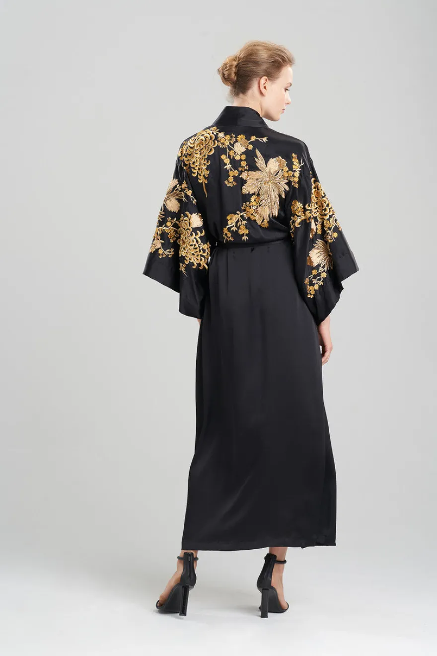 Couture Floral Embroidery Silk Robe