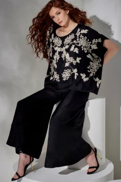 Couture Habotai Embellished Silk Caftan Top