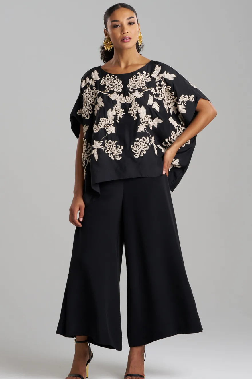 Couture Habotai Embellished Silk Caftan Top