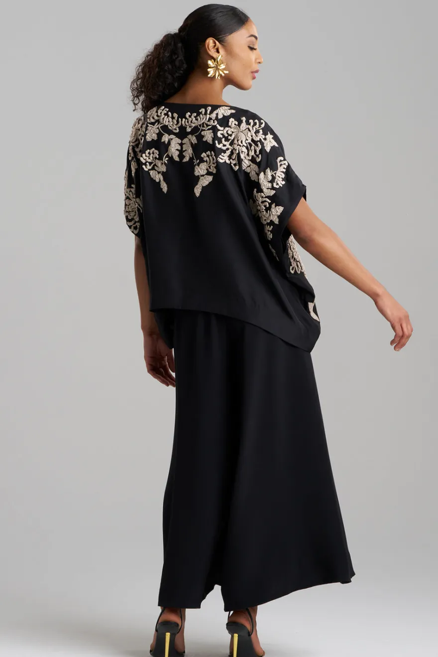Couture Habotai Embellished Silk Caftan Top