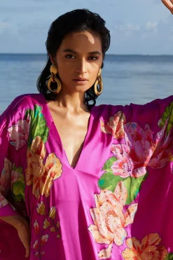 Couture Hanabi Beaded Silk Caftan