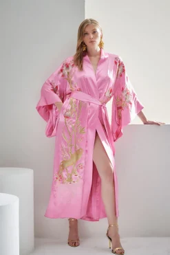 Couture Lotus Embroidered Silk Robe