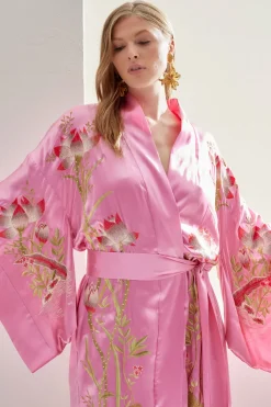 Couture Lotus Embroidered Silk Robe