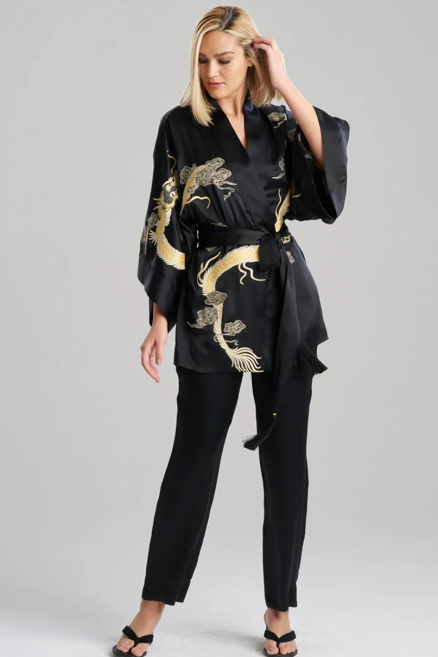 Couture Lucky Dragon Embroidered Silk Wrap