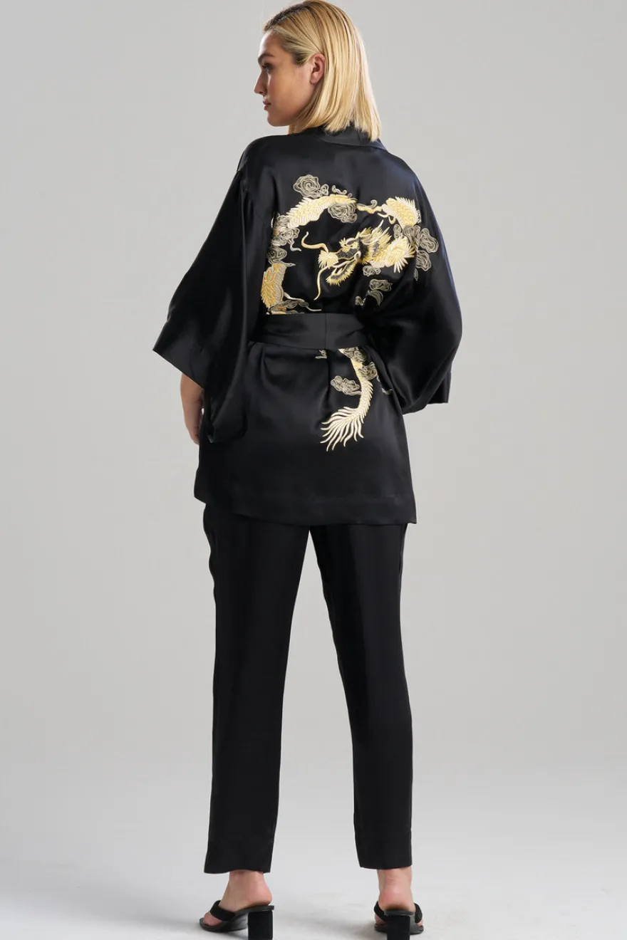Couture Lucky Dragon Embroidered Silk Wrap