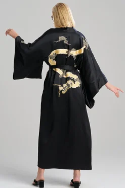 Couture Lucky Dragon Embroidered Silk Robe