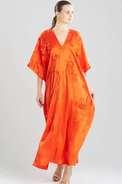 Couture Mokuren Embroidered Silk Caftan